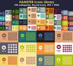 3000多个矢量图标大合集(105种类别)：HAMSTER Round Icons Library